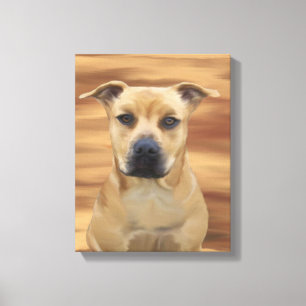 Pit Bull Terrier Oil Paint Simulation Canvas Print