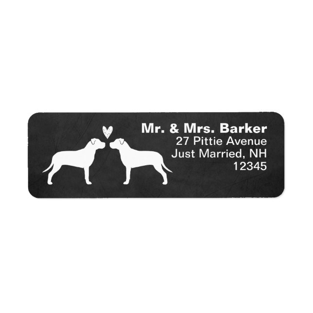 Pit Bull Terrier Silhouettes with Heart Cute Dogs (Front)
