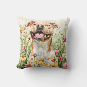 Pit Bull Throw Pillow – Watercolor