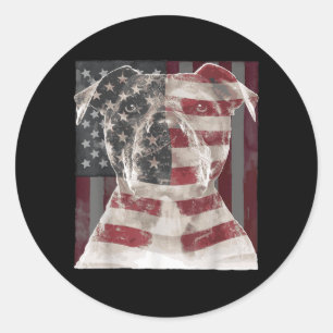 Pit Bull Usa American Flag 4Th Of July Classic Round Sticker