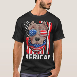 Pit bull USA Patriotic Dog Apparel American Flag M T-Shirt