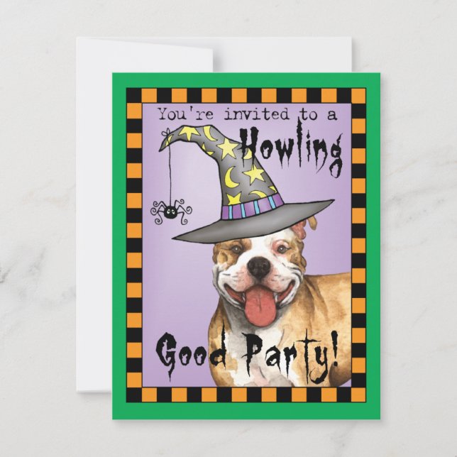 Pit Bull Witch Invitation (Front)