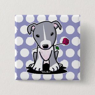 Pit Bull With Flower 15 Cm Square Badge