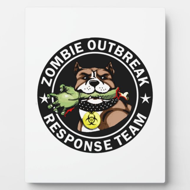 Pit Bull Zombie Outbreak Response Team Logo Plaque (Front)