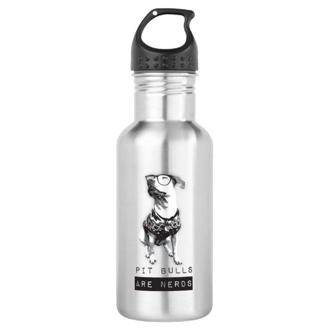 Pit Bulls are Nerds Stainless Steel Water Bottle (Front)