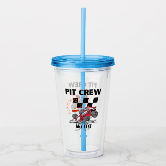 Pit Crew Birthday Party Theme Race Cars  Acrylic Tumbler (Front)