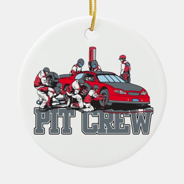 Pit Crew Ceramic Tree Decoration (Front)