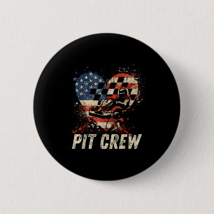 Pit Crew Checkered Car Racing Heart Usa Flag Famil 6 Cm Round Badge