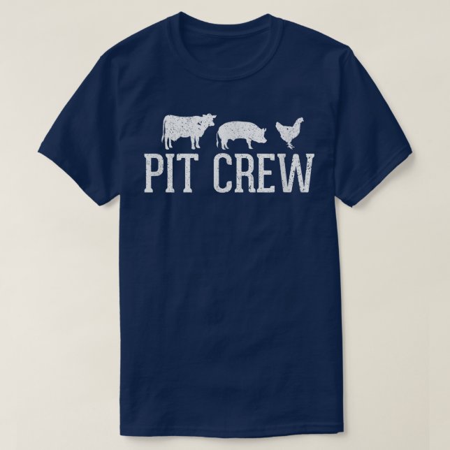 Pit Crew Cow Pig Chicken Barbecue  T-Shirt (Design Front)