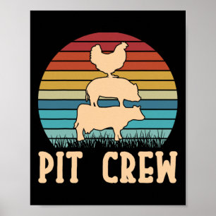 Pit Crew Cow Pig Chicken Byrbecue Grilling Bbq Poster
