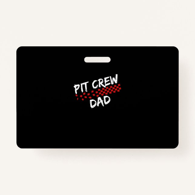 Pit Crew Dad T-Shirt Hosting Race Car Birthday ID Badge (Front)