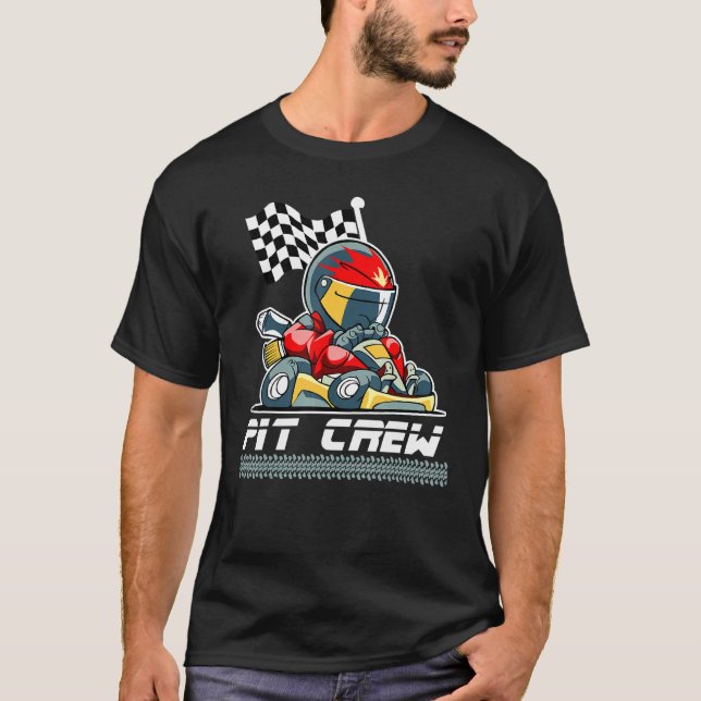 Pit Crew For Race Car Parties With Helmet Speed Up T-Shirt (Front)