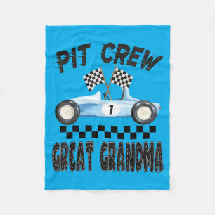 Pit Crew Great Grandma Race Car Birthday Boy Fleece Blanket