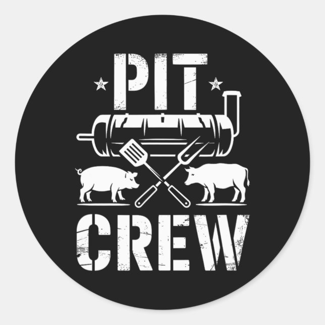 Pit Crew Grilling Bbq  Classic Round Sticker (Front)