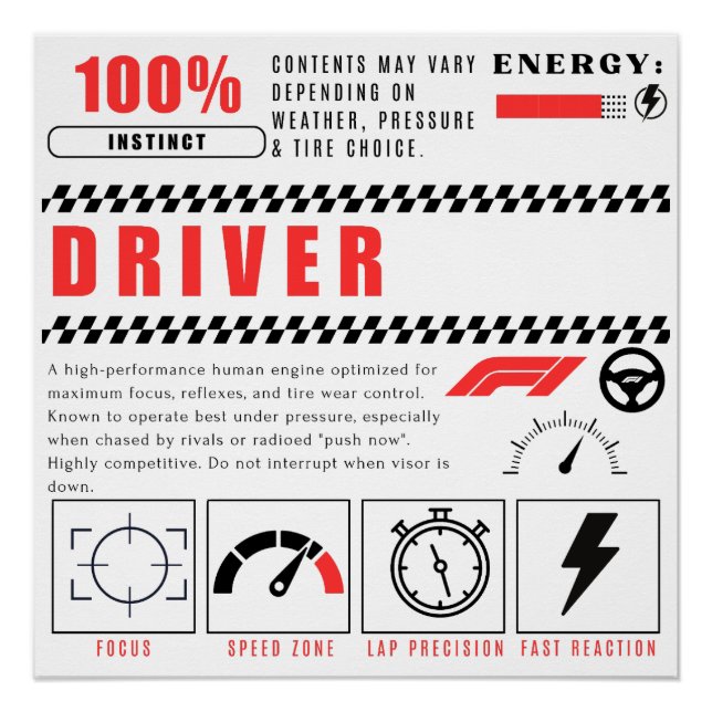 Pit Crew Power – 100% Driver Poster (Front)