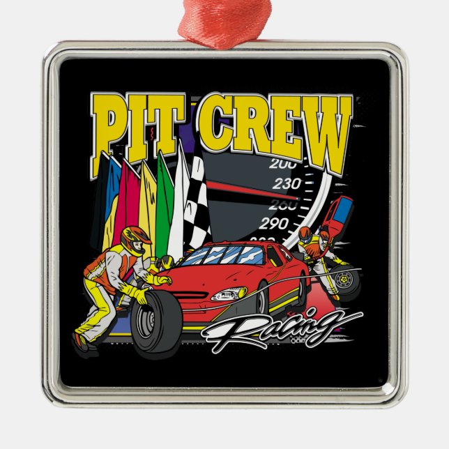 Pit Crew Racing Metal Tree Decoration (Front)
