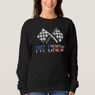 Pit Crew Usa Flag For Race Car Parties Sweatshirt