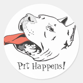 Pit Happens Funny Pit Bull Round Stickers