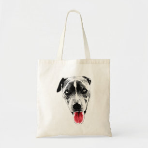 Pit Mix Red Tongue Portrait Tote Bag