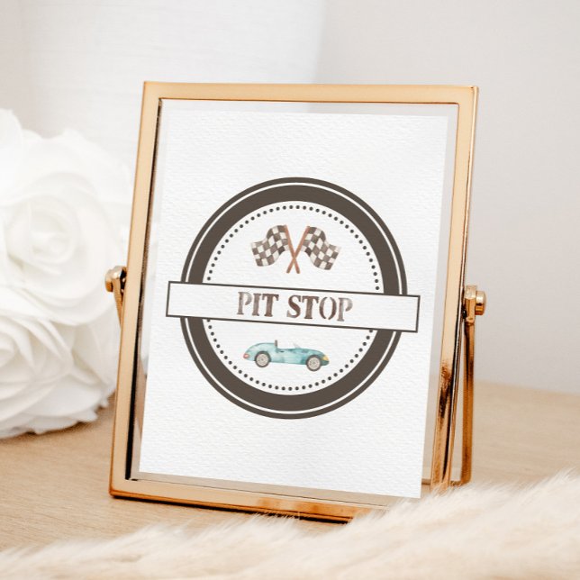 Pit Stop Blue Race Car Sign (Creator Uploaded)