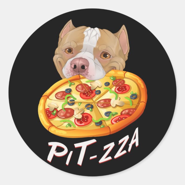 Pit-zza! Pit Bull & Pizza  Medium Gift Bag Throw P Classic Round Sticker (Front)