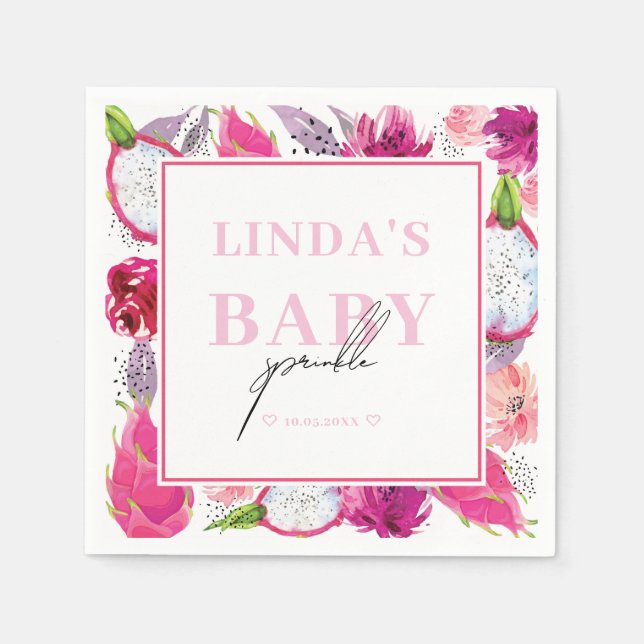 Pitaya Dragon Fruit Personalised Baby Sprinkle Napkin (Front)