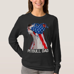 Pitbull 4th Of July Men Pitbull Dad American Fla T-Shirt
