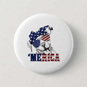 Pitbull 4th Of July Merica American Flag Sungles 6 Cm Round Badge
