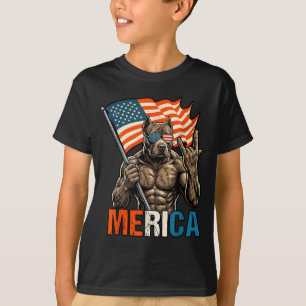 Pitbull Aamerican Patriotic Flag Rock On Dog Dad T-Shirt