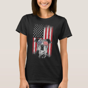 Pitbull American Flag 4th Of July Pitbull Dad Mom T-Shirt