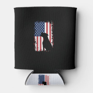 Pitbull American Flag Silhouette Can Cooler