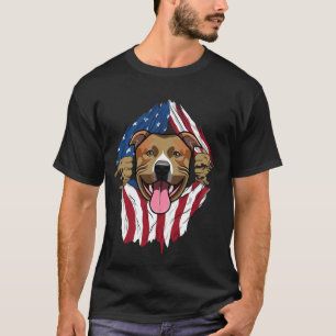 Pitbull American Flag T-Shirt