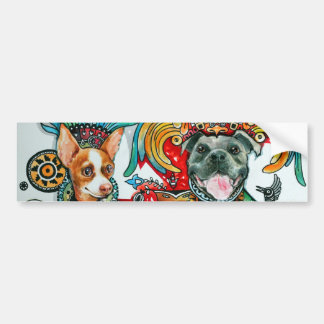 Pitbull and Chihuahua Bumper Sticker