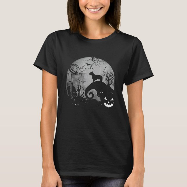 Pitbull And Moon Halloween Tees Dog   Quotes (Front)