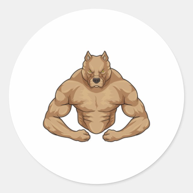 Pitbull as Bodybuilder extreme Classic Round Sticker (Front)