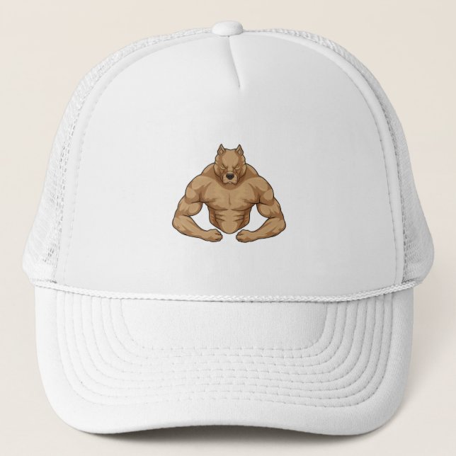 Pitbull as Bodybuilder extreme Trucker Hat (Front)