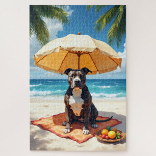 Pitbull Beach Relax Scene Jigsaw Puzzle