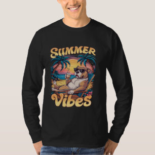 Pitbull Beach Vibes Summer Fun Coffee Lover Pit Bu T-Shirt
