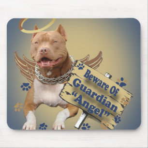 Pitbull Beware Of Guardian Angel Gifts Mouse Mat