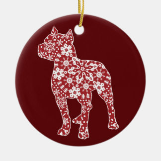 Pitbull, Boho Christmas Snowflakes Ceramic Tree Decoration