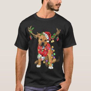 Pitbull boxer mix Gorgeous Reindeer Christmas Ligh T-Shirt