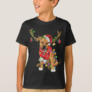 Pitbull boxer mix Gorgeous Reindeer Christmas Ligh T-Shirt
