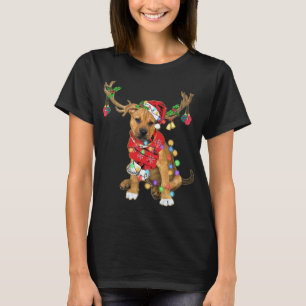 Pitbull boxer mix Gorgeous Reindeer Christmas Ligh T-Shirt