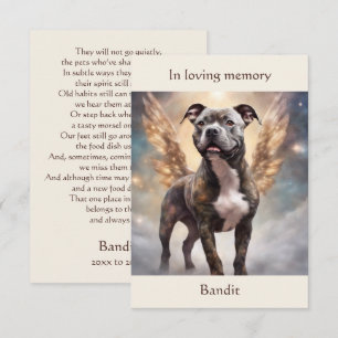 Pitbull Brindle Memorial Poem Custom Name Sympathy Thank You Card