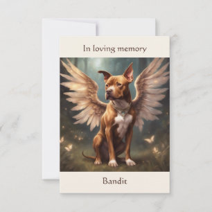 Pitbull Brown Memorial Poem Custom Name Sympathy Thank You Card