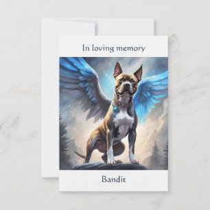 Pitbull Brown Memorial Poem Custom Name Sympathy Thank You Card