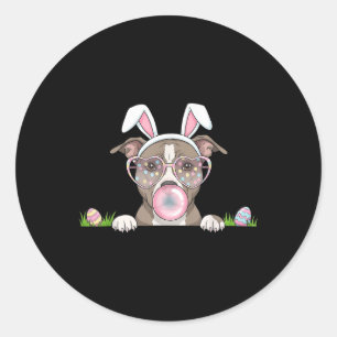 Pitbull Bunny Bubble Gum Easter Day Womens Mens Ki Classic Round Sticker