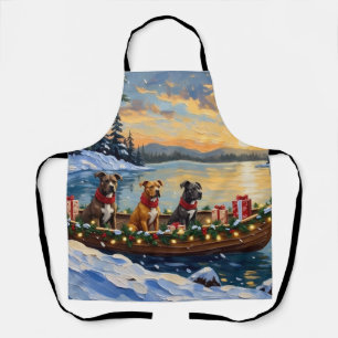 Pitbull Christmas Boat Holiday Apron
