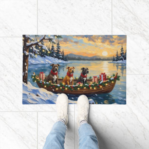 Pitbull Christmas Boat Holiday Doormat