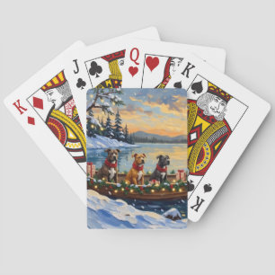 Pitbull Christmas Boat Holiday Playing Cards